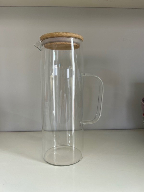 Producto - Jarra Vidrio Slim con tapa de Madera
