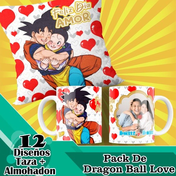 Producto - Diseños Digitales / Plantillas Tazas + Almohadones De Dragon Ball Love