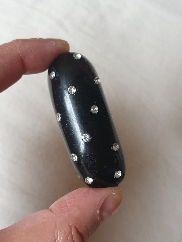 Producto - Clip de Vestido Art Déco Baquelita Negra con Cristales