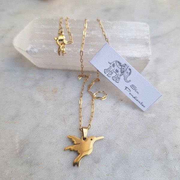 Producto - Collar Acero Dorado Colibri