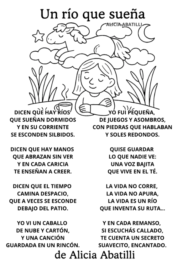 Producto - MATERIAL GRATUITO. POESÍA Y ACTIVIDADES. UN RÍO QUE SUEÑA. A. ABATILLI. 1 CICLO