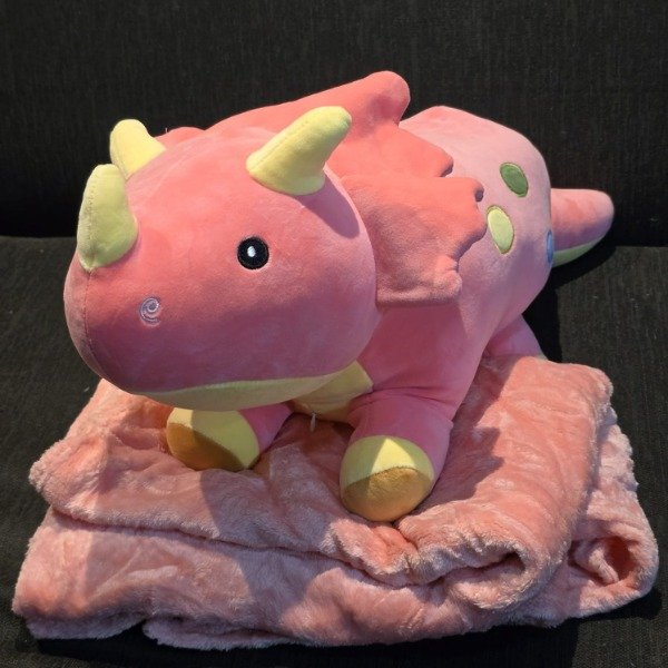 Producto - Peluche: Triceratops con manta (rosa) [66 cm] (Dinosaurio)