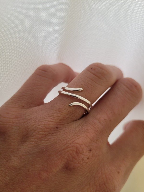 Producto - Anillo cruzado triple liso Plata 925 - 0