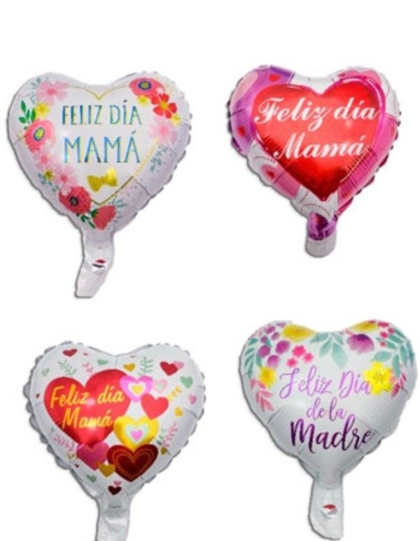 Producto - GLOBO METAL. 10 PULG CORAZÓN FELIZ DÍA MAMÁ BLANCO 25 cm