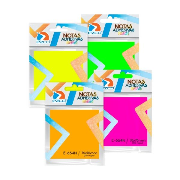Producto - Notas adhesivas neon 75x75x100 EZCO