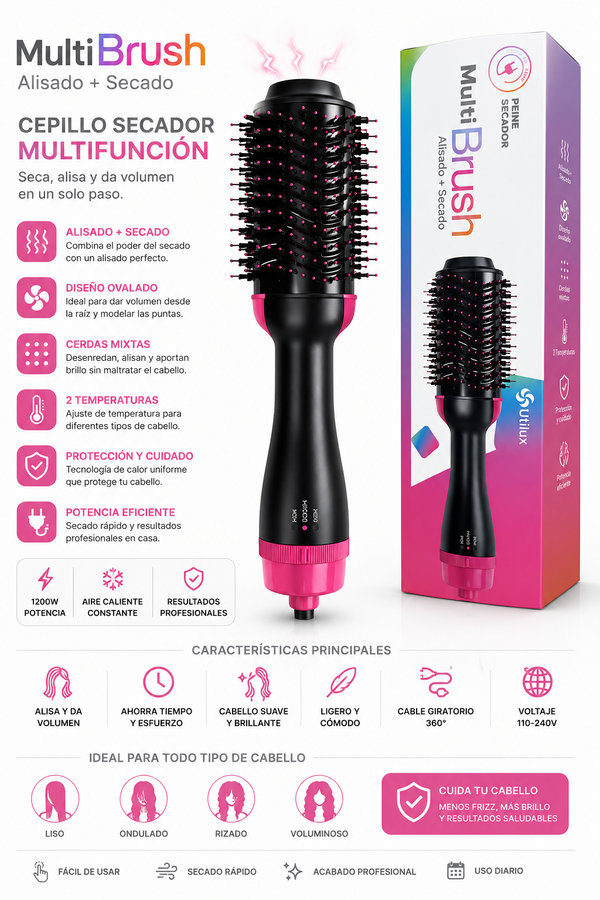 Producto - Peine Secador Peine 2 en 1 Utilux