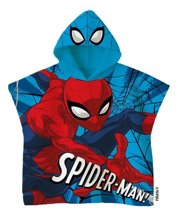 Producto - Poncho De Toalla Toallon Con Capucha Disney Piñata Diseño Spiderman