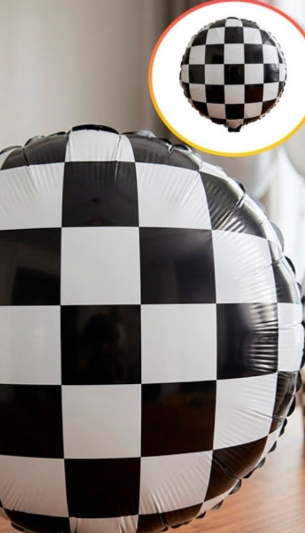 Producto - GLOBO CUADRITOS NEGRO Y BLANCO 18 pulg x 5 UNIDADES