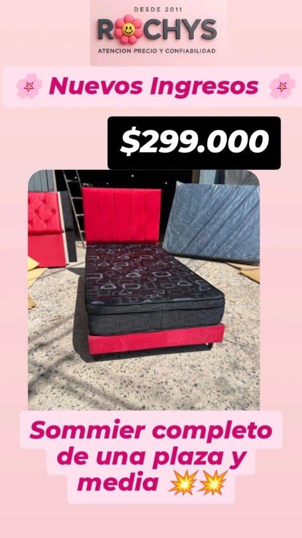 Producto - SOMIER DE UNA PLAZA Y MEDIA COMBO COMPLETO