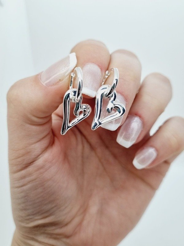 Producto - Aros acero blanco argollita cubano dije forma inflad pasante