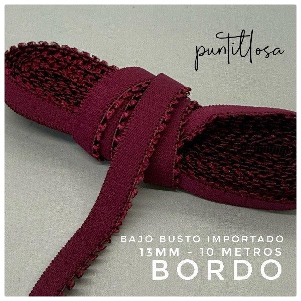 Producto - Bajo busto 13mm BORDO - 10 metros