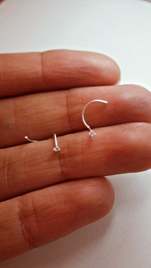 Producto - Piercing de Plata para Nariz Strass Blanco Rulo (unidad)