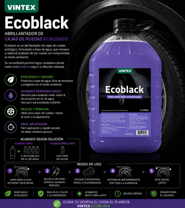 Producto - Vintex Ecoblack 5L Abrillantador Profesional para Cajas de Rueda