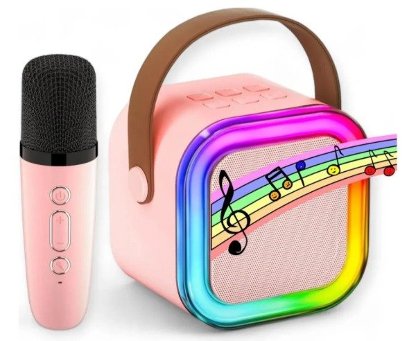 Producto - Parlante Karaoke K12 con Bluetooth, luces LED RGB + 1 micrófono inalámbrico