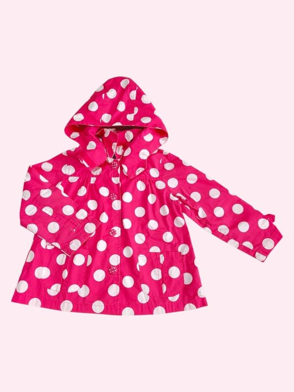 Producto - Piloto con capucha desmontable rosa con lunares blancos Place 4 años