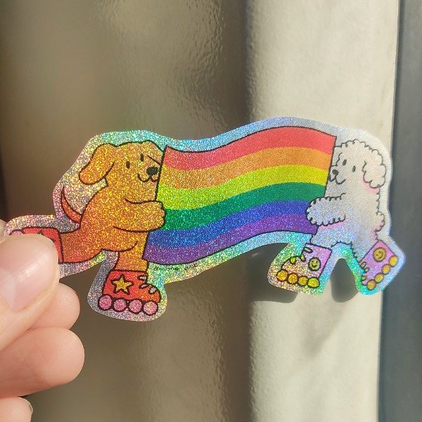 Producto - Sticker glitter Perritos gays