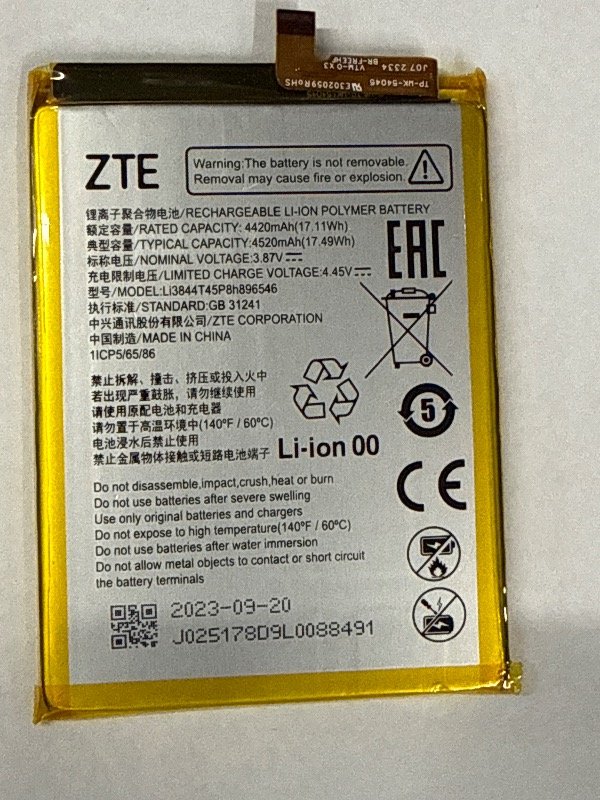 Producto - BATERIA ZTE V40 DESIGN MODELO Li3844t45p8h896546