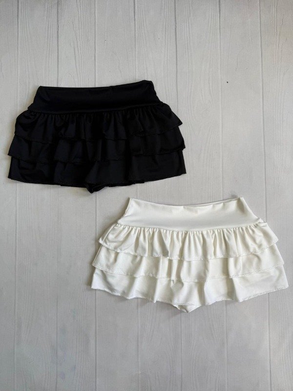 Producto - [4778] Short pollera tiro bajo c/volados microfibra