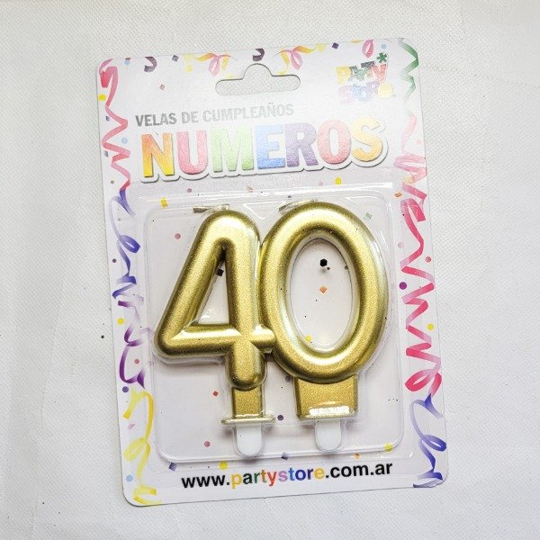 Producto - Vela número doble metalizada dorada "40 AÑOS"