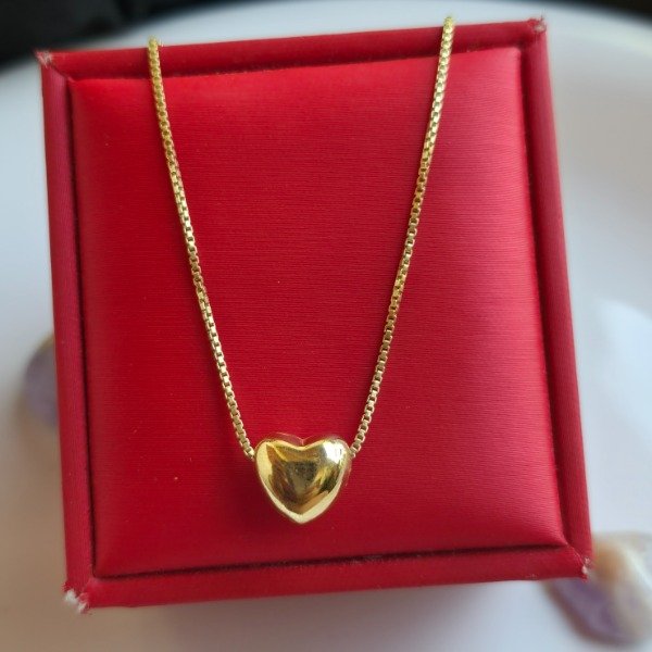 Producto - Conjunto bañado en Oro corazón inflado ext 50 cm