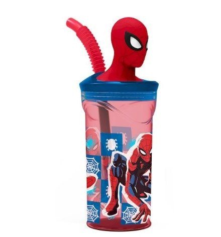 Producto - VASO INFANTIL SPIDERMAN CON FIGURA 3D 360ML
