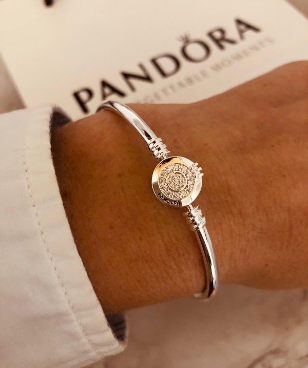 Producto - Esclava Pandora modelo 3 micropave Acero Blanco