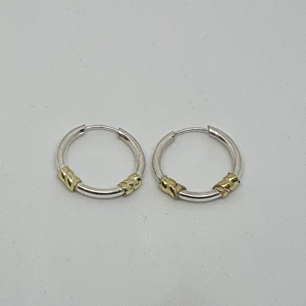 Producto - Aros Cubanos Plata y Oro N0 14mm