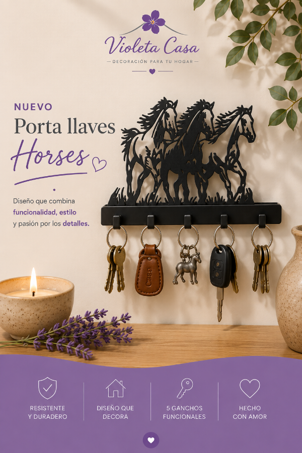 Producto - Portallaves Horses  5 ganchos - 0