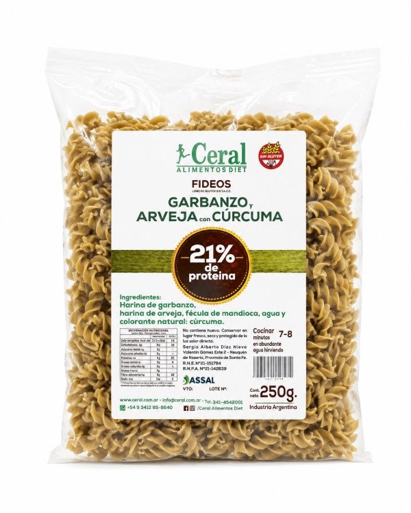 Producto - Fideos de Garbanzo y Arveja con Cúrcuma- Ceral-