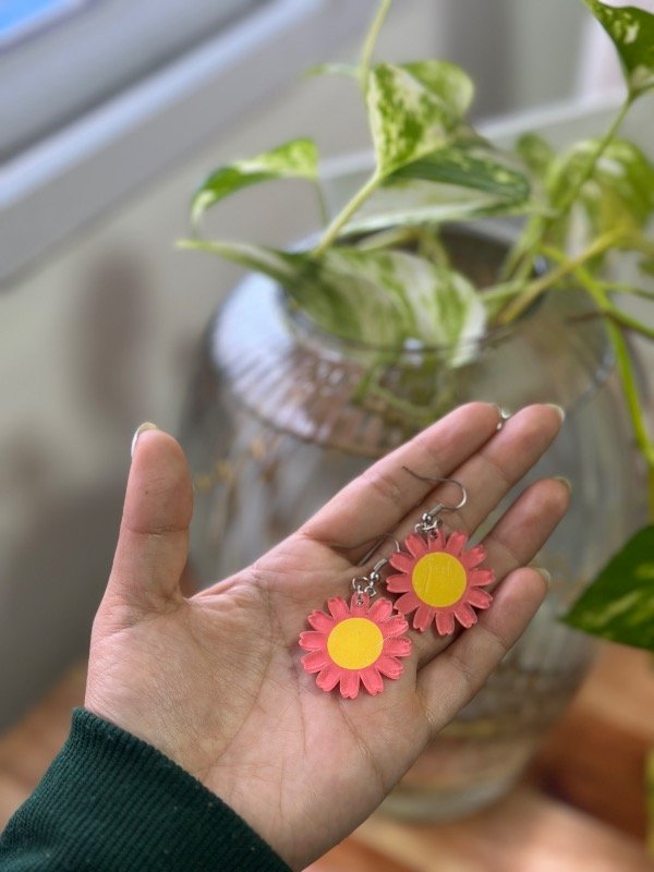 Producto - Aros flor rosa