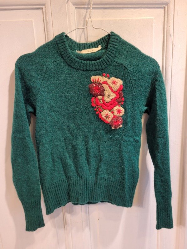 Producto - Sweater AKIABARA verde con bordado Talle 10 años - PRECIO: 18X