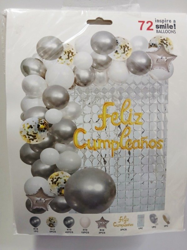 Producto - Sets globos plateado 72 piezas