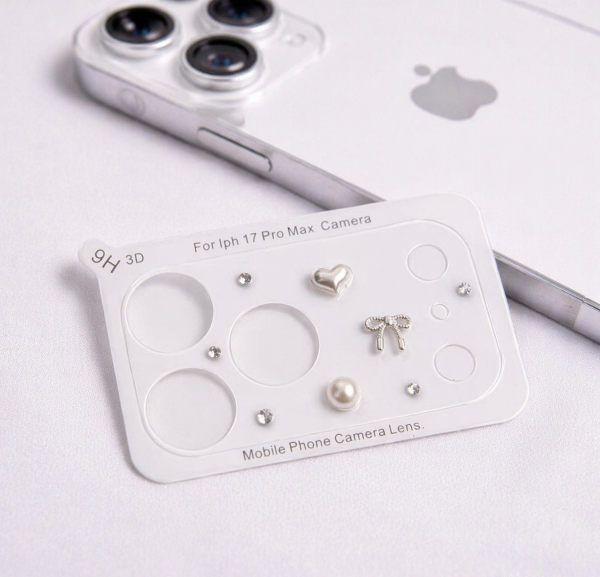 Producto - Protector de camara film completo moñito, perla y strass