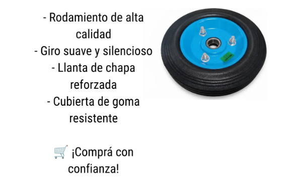 Producto - Rueda Maciza Goma Negra Lisa 200mm - 2
