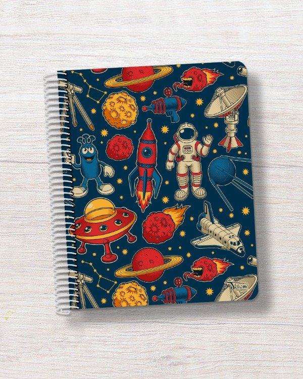 Producto - Cuaderno N3 rayado tapa rígida plástica 100h dis. espacial