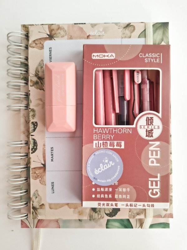 Producto - Combo cuaderno + organizador semanal + accesorios - Bordó - 7