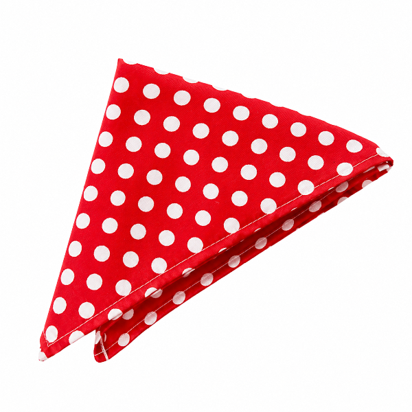Producto - PAÑUELO de tela rojo lunares blanco 39x39cm