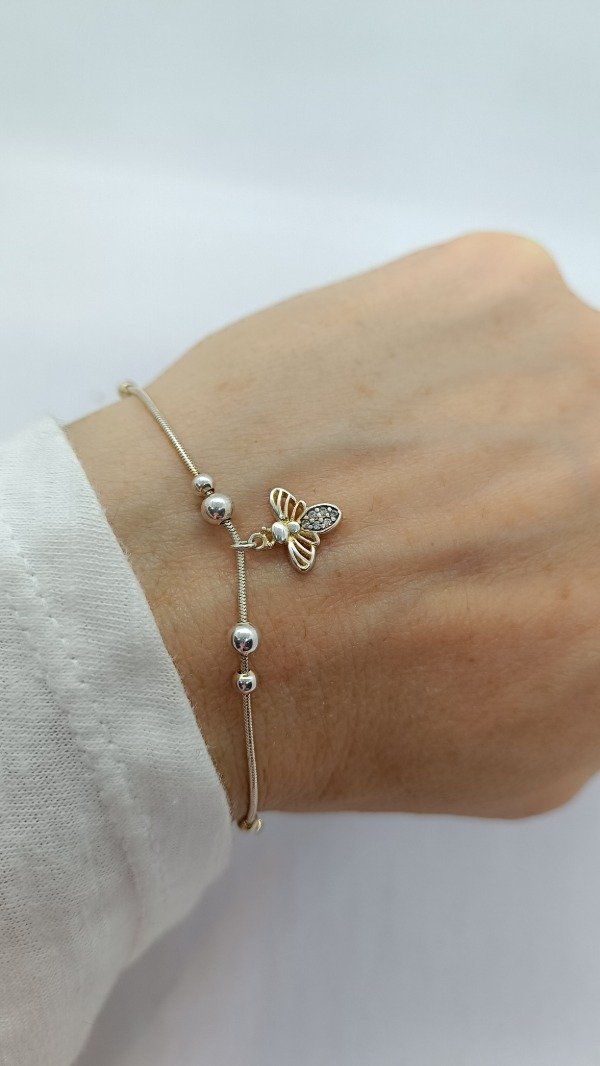 Producto - Pulsera Abejas y Bolitas Plata - 0