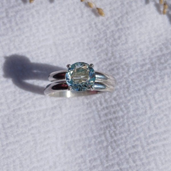 Producto - Anillo Plata 925 Berilo Aguamarina Ajustable - 8