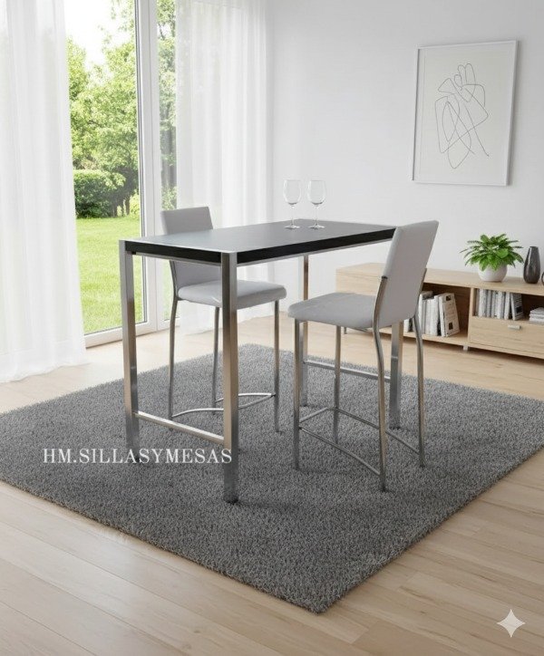 Producto - Desayunador Copenhague  base de caño cromado con  Banquetas Sevilla