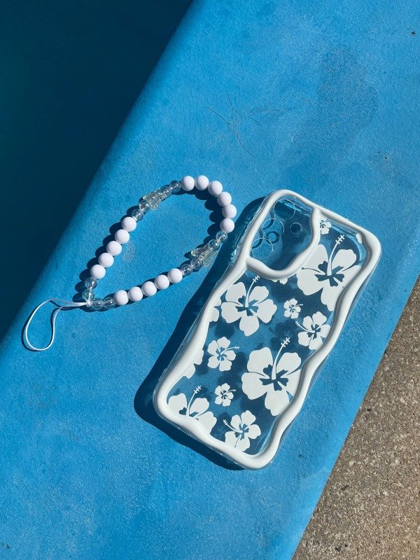 Producto - funda + straps flores blanca (cliquear modelo)