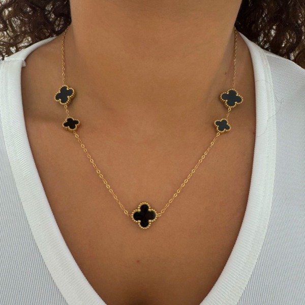 Producto - CONJUNTO DORADO TREBOLES NEGROS 2 MEDIDAS