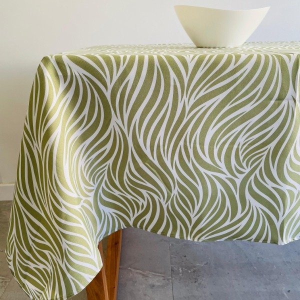 Producto - Mantel Diseño Algas Verde Oliva 135x152 cm para 4 personas