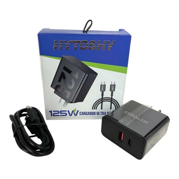 Producto - CARGADOR + CABLE ULTRA RAPIDO 125W PARA SAMSUNG MOTO HYTOSHY NEGRO