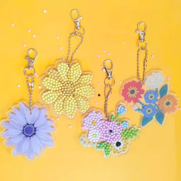 Producto - Llaveros Diamond Painting x4 - Flores - 0