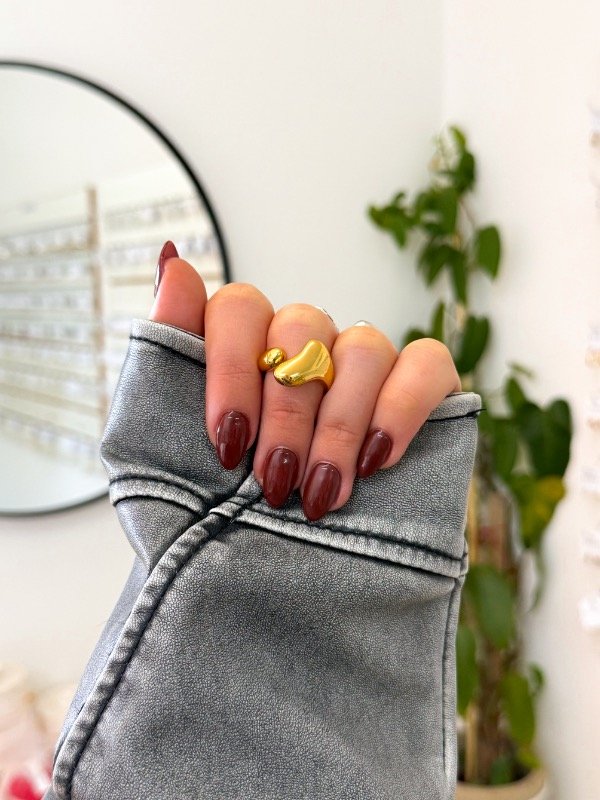 Producto - Anillo bañado en oro gotas irregulares