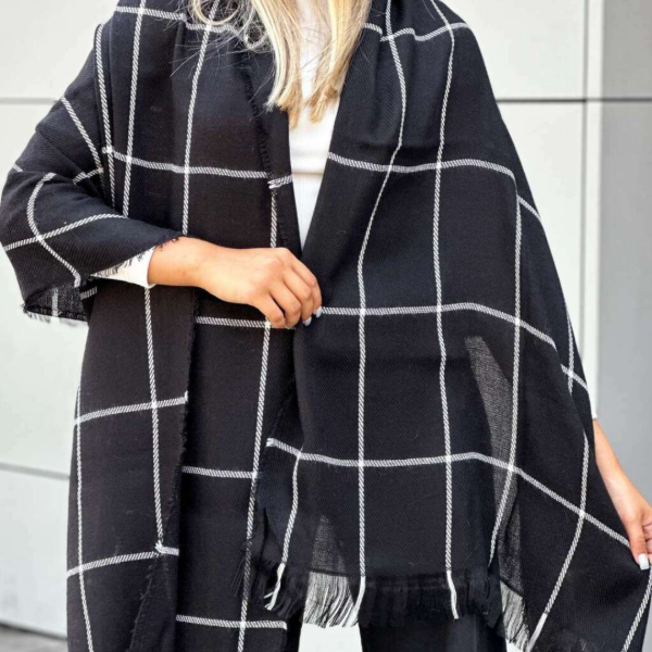 Producto - Pashmina cuadros negra