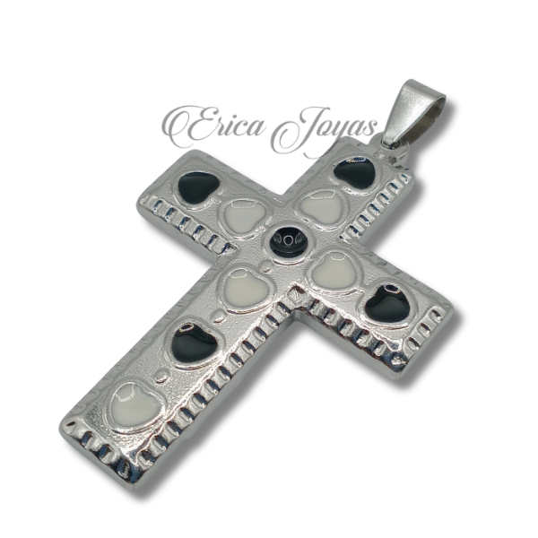 Producto - Dije macizo Cruz grande con corazones (LBDM0065)