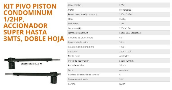 Producto - Kit Pivo Condominium Doble 3 mts.