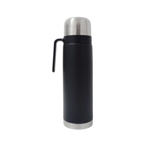 Producto - TERMO MEDIA MANIJA NEGRO DE 1 LITRO CON PICO CEBADOR